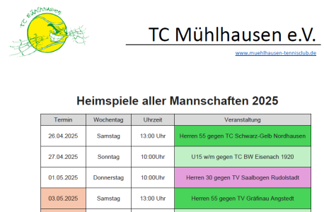 Heimspiele aller Mannschaften 2025 in Popperode 